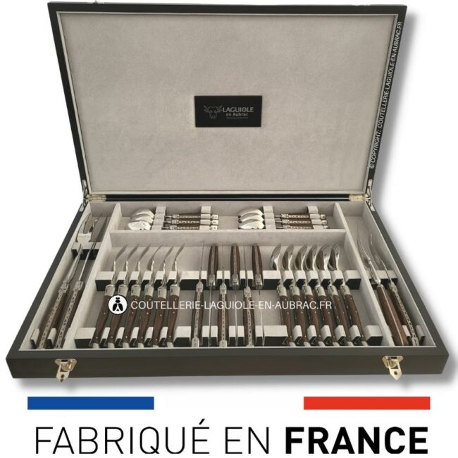 ménagère laguiole 28 pièces manches en bois de wenge