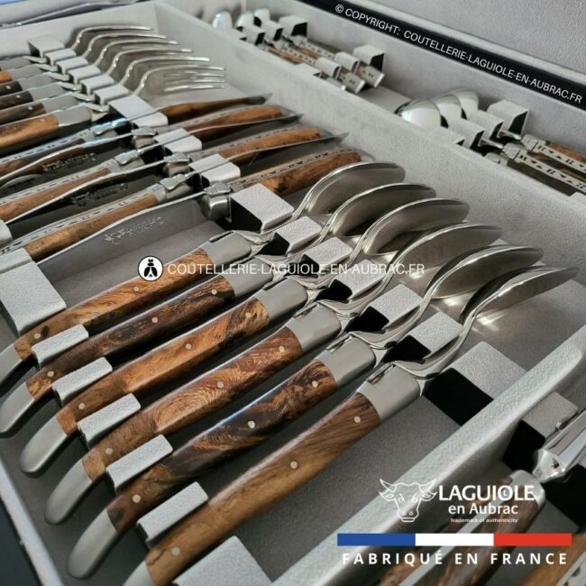 ménagère laguiole 28 pièces manches en cep de vigne