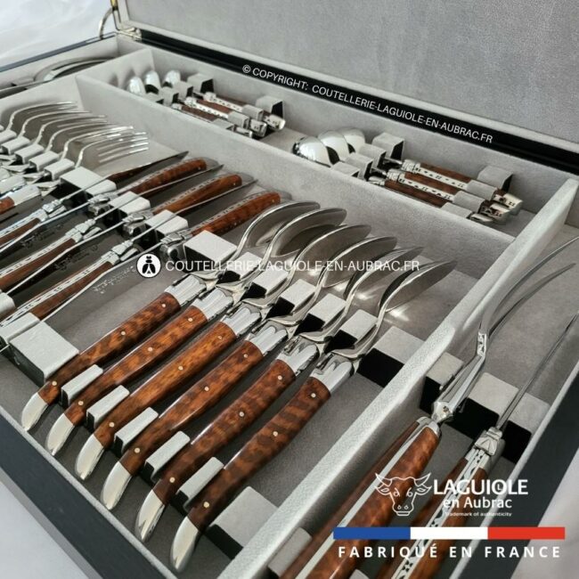 ménagère laguiole 28 pièces manches en bois d’amourette