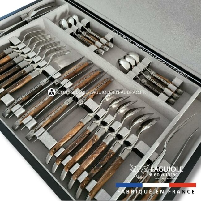ménagère laguiole 28 pièces manches en cep de vigne