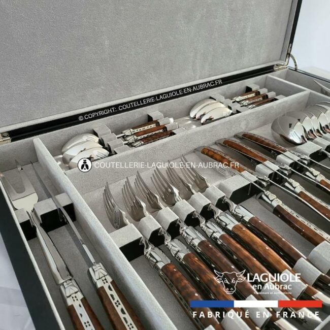 ménagère laguiole 28 pièces manches en bois d’amourette