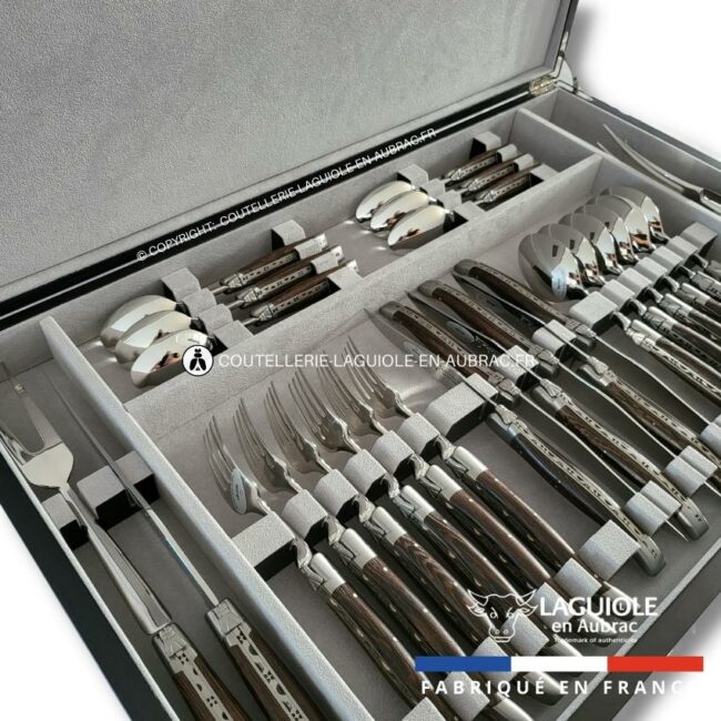 ménagère laguiole 28 pièces manches en bois de wenge