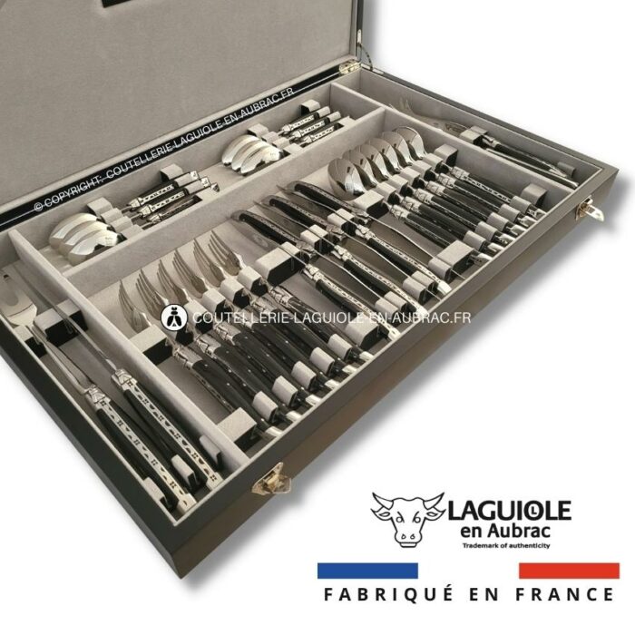 ménagère laguiole 28 pièces manches en corne de buffle