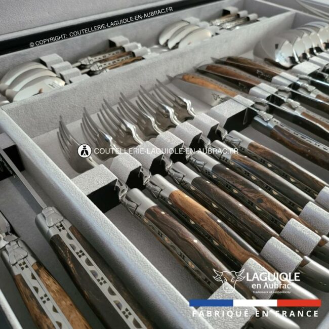 ménagère laguiole 28 pièces manches en cep de vigne