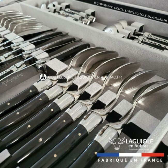 ménagère laguiole 28 pièces manches en corne de buffle