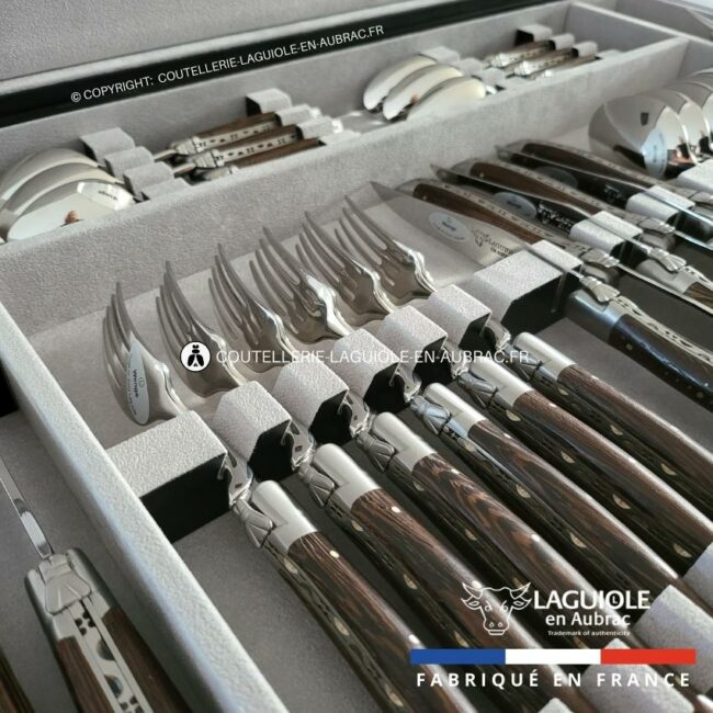 ménagère laguiole 28 pièces manches en bois de wenge