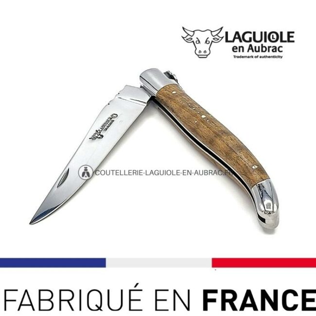 laguiole pliant manche en noyer, 12 cm – abeille forgée, mitres inox brillant