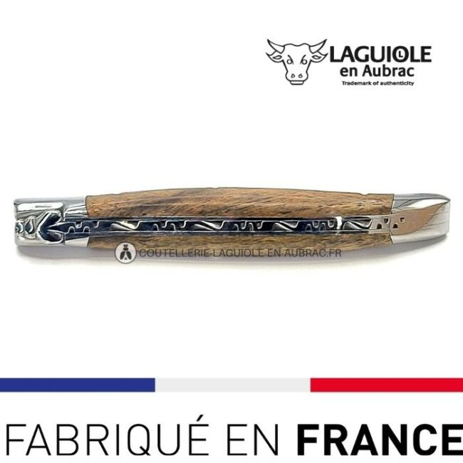 laguiole pliant manche en noyer, 12 cm – abeille forgée, mitres inox brillant
