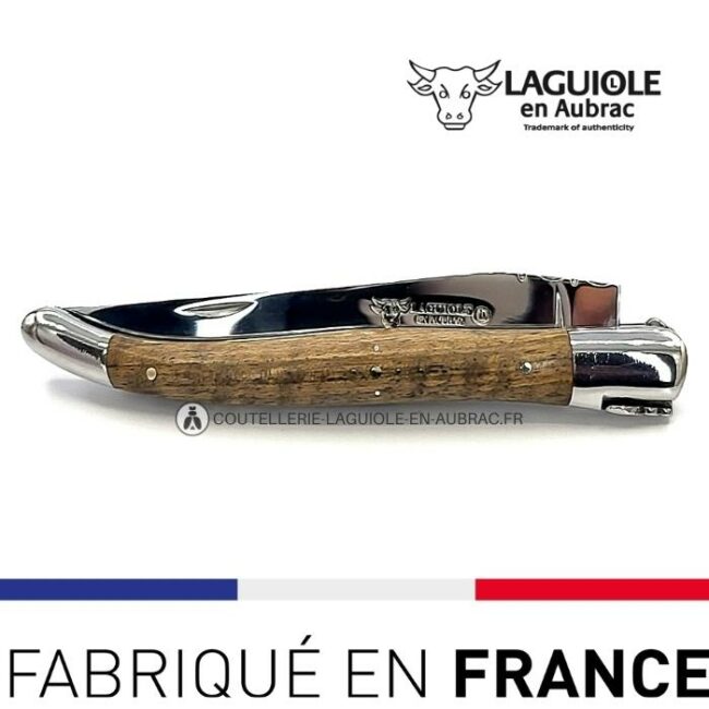 laguiole pliant manche en noyer, 12 cm – abeille forgée, mitres inox brillant