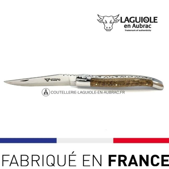 laguiole pliant manche en noyer, 12 cm – abeille forgée, mitres inox brillant