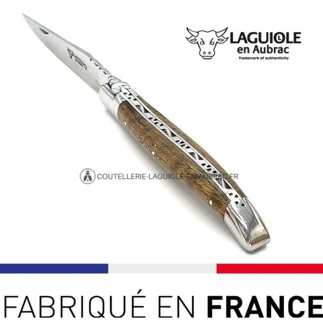 laguiole pliant manche en noyer, 12 cm – abeille forgée, mitres inox brillant