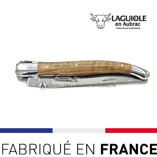 laguiole pliant manche en noyer, 12 cm – abeille forgée, mitres inox brillant
