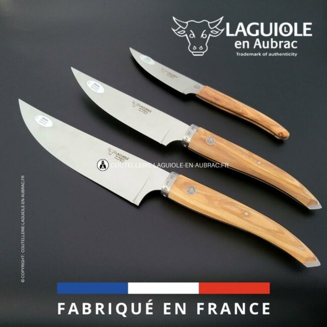 laguiole gourmet 3 couteaux de cuisine olivier