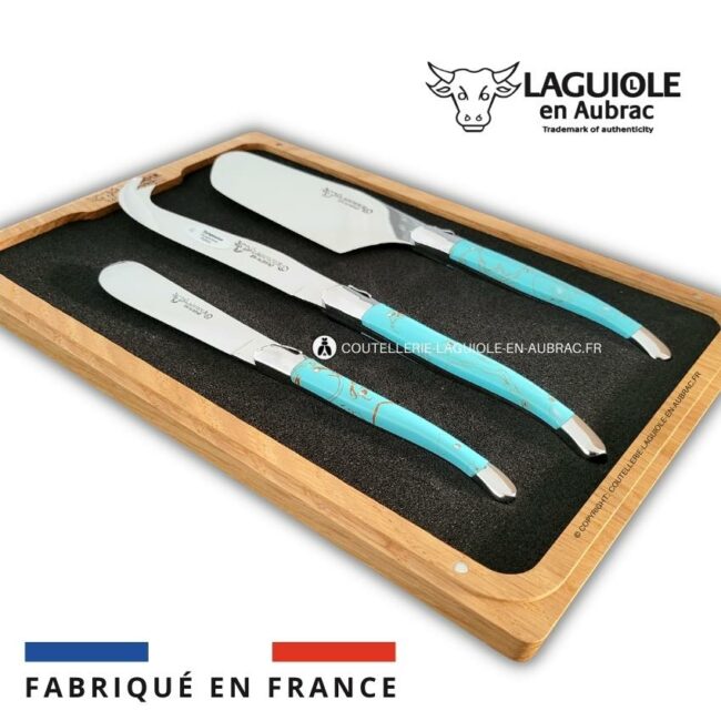 service à fromage laguiole manches en turquoise