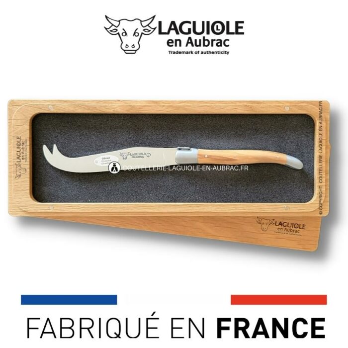 couteau à fromage laguiole classique manche en olivier