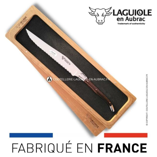 couteau à pain laguiole en aubrac 2 mitres inox amourette