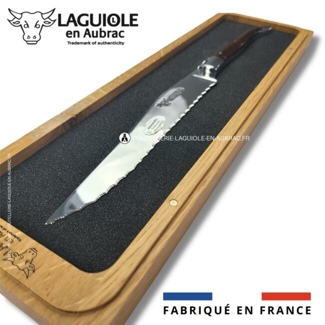couteau à pain laguiole en aubrac 2 mitres inox amourette