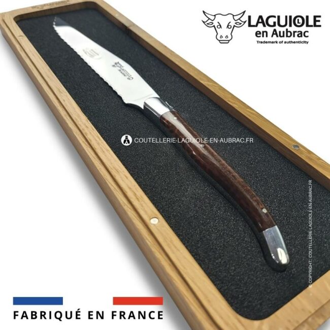 couteau à pain laguiole en aubrac 2 mitres inox amourette
