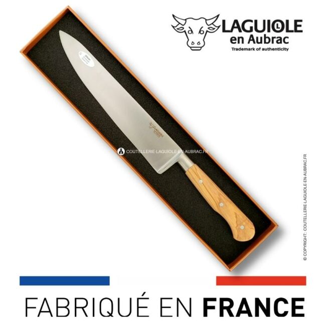 couteau de chef 20 cm manche en olivier