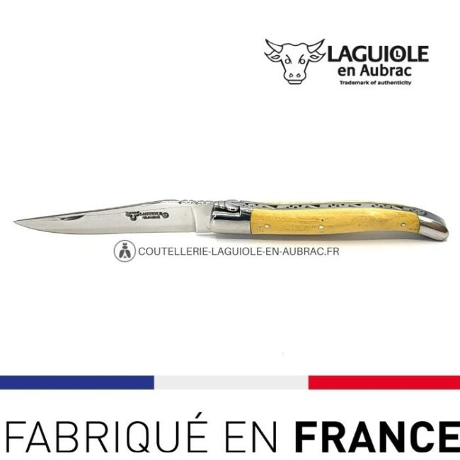 laguiole pliant manche en buis, 12 cm – abeille forgée, mitres inox brillant