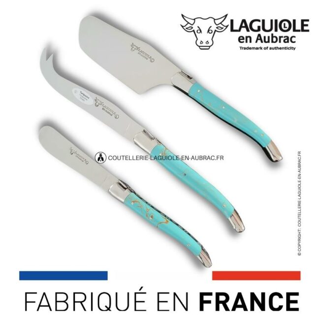 service à fromage laguiole manches en turquoise