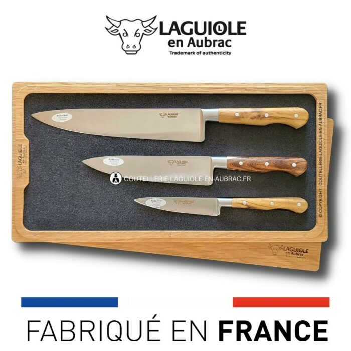 set de 3 couteaux de cuisine pistachier