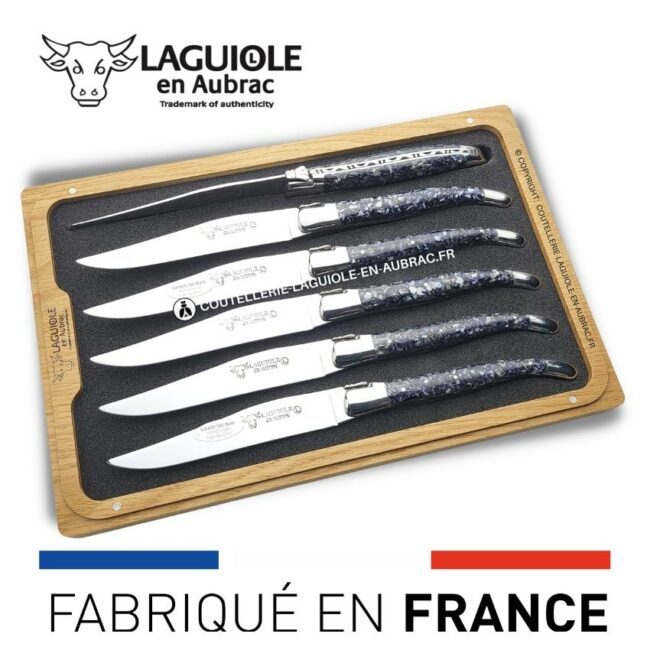 6 couteaux de table laguiole en coquilles de moules