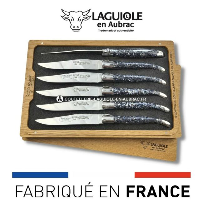 6 couteaux de table laguiole en coquilles de moules