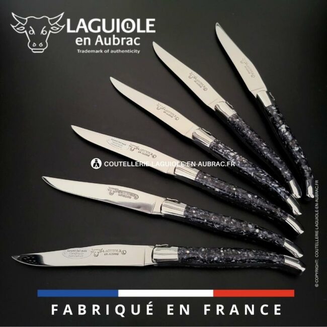 6 couteaux de table laguiole en coquilles de moules