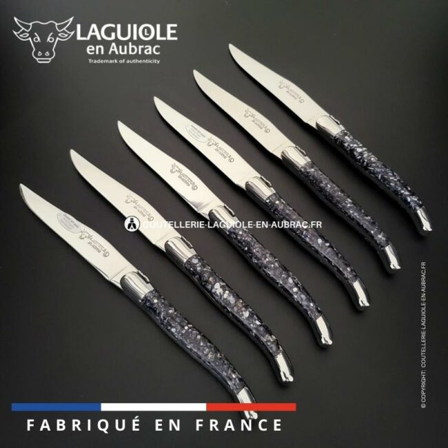 6 couteaux de table laguiole en coquilles de moules
