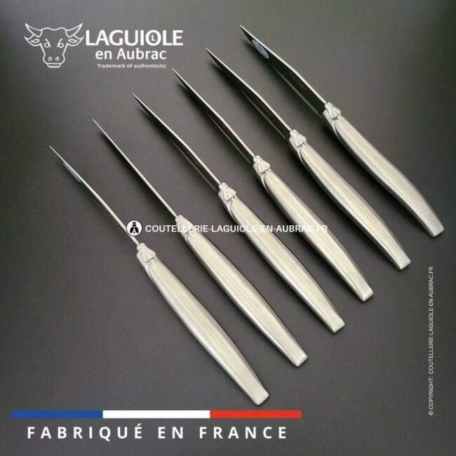 6 couteaux de table laguiole tout inox satiné