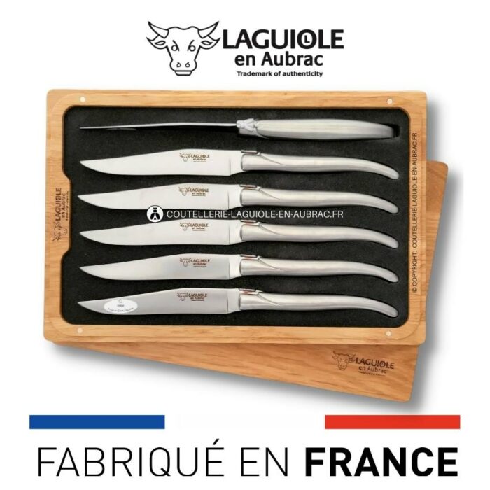 6 couteaux de table laguiole tout inox satiné