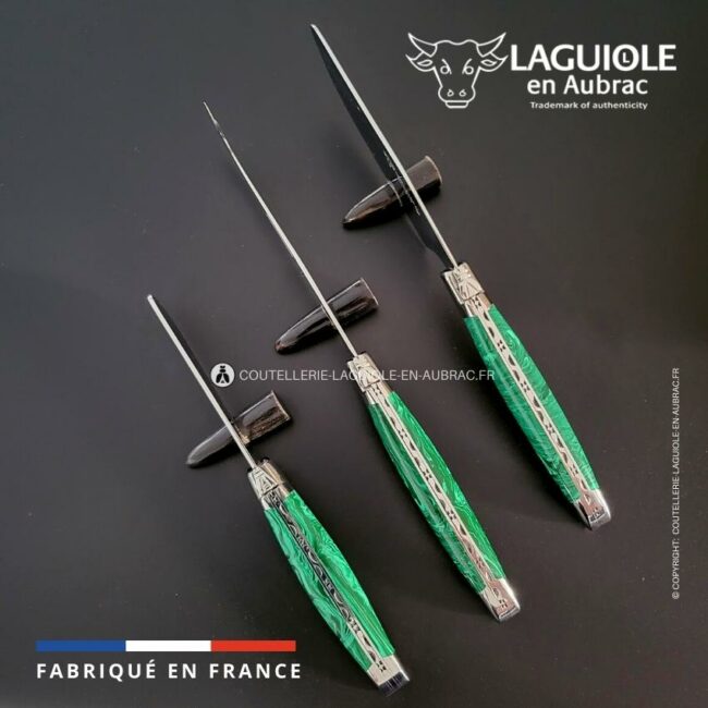 service à fromage laguiole manches en malachite