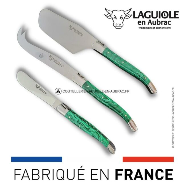 service à fromage laguiole manches en malachite