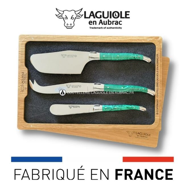 service à fromage laguiole manches en malachite