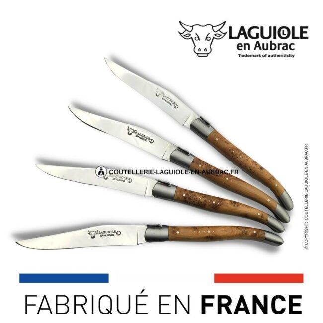 coffret de 4 couteaux de table laguiole en aubrac genévrier