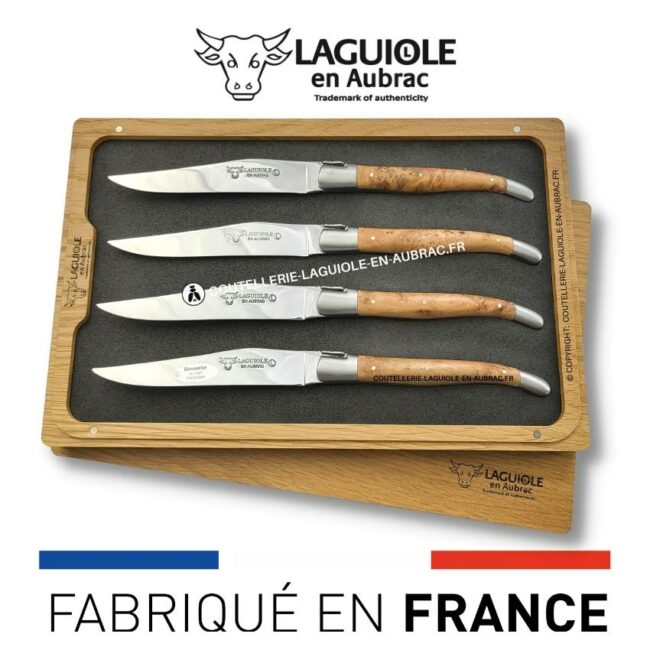 coffret de 4 couteaux de table laguiole en aubrac genévrier