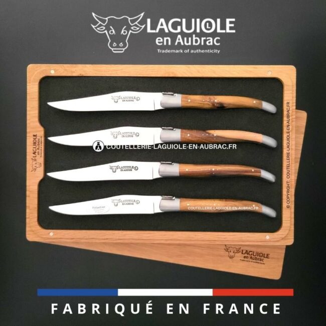 coffret de 4 couteaux de table laguiole en pistachier