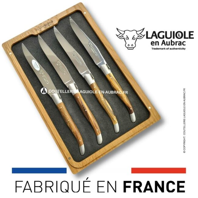 coffret de 4 couteaux de table laguiole en pistachier