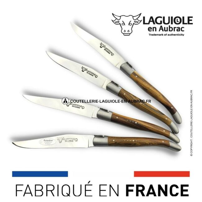 coffret de 4 couteaux de table laguiole en pistachier