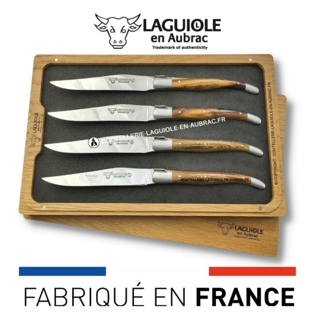 coffret de 4 couteaux de table laguiole en pistachier