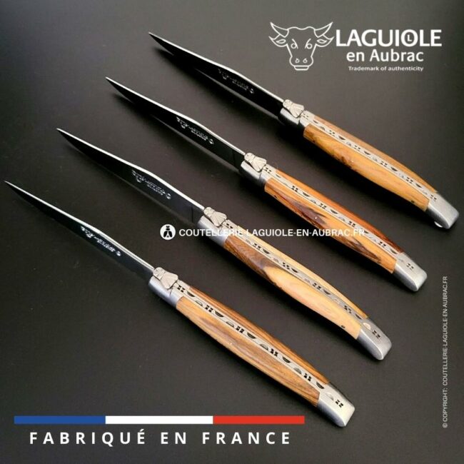 coffret de 4 couteaux de table laguiole en pistachier