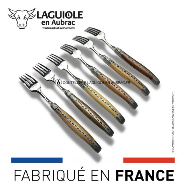 fourchettes de table laguiole en 6 bois de france