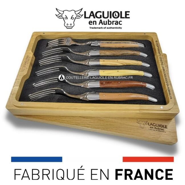 fourchettes de table laguiole en 6 bois de france