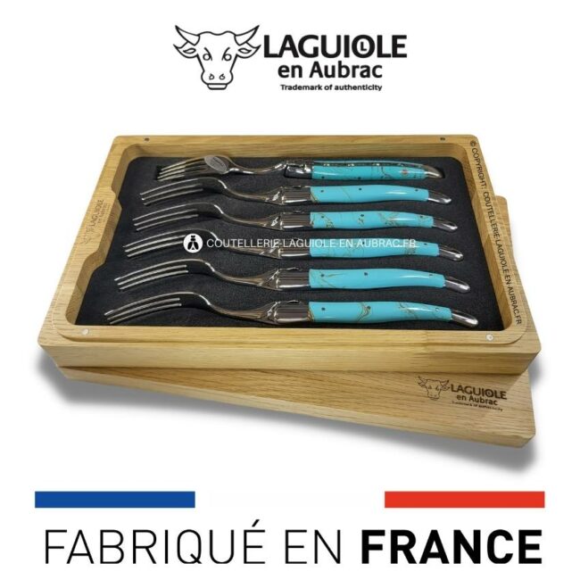 fourchettes de table laguiole en turquoise