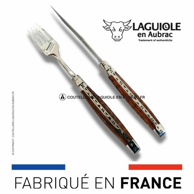 set 1 couteau + 1 fourchette laguiole en amourette