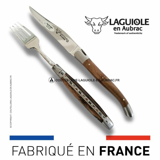 set 1 couteau + 1 fourchette laguiole en cep de vigne
