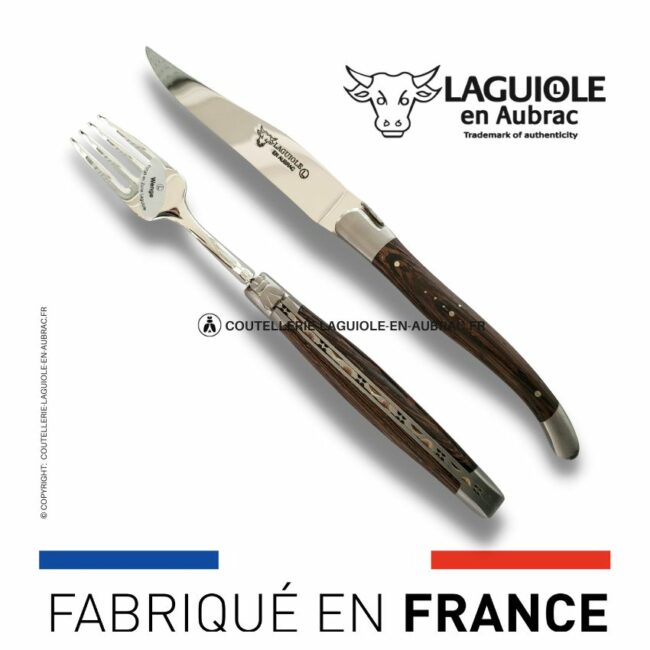 set 1 couteau + 1 fourchette laguiole en wenge