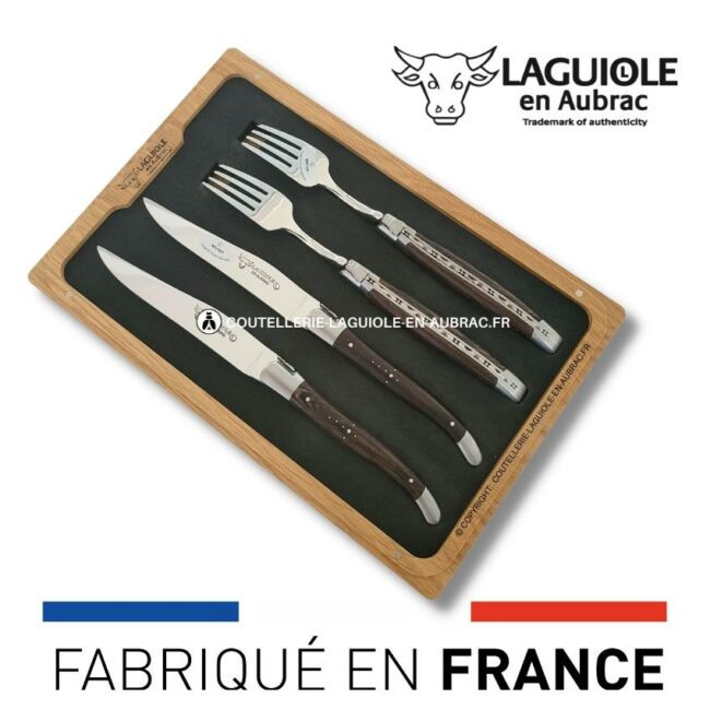 coffret 2 couteaux + 2 fourchettes laguiole wenge