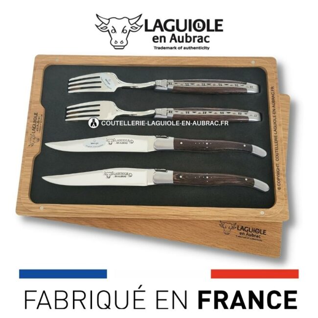 coffret 2 couteaux + 2 fourchettes laguiole wenge